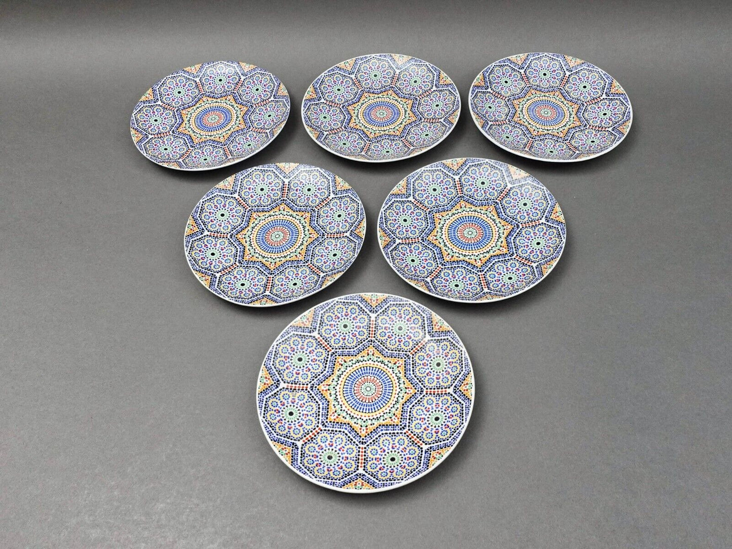 Cocema Fes Maroc Morocco Tile Mosaic Porcelain Bread & Butter Plate Set Of 6