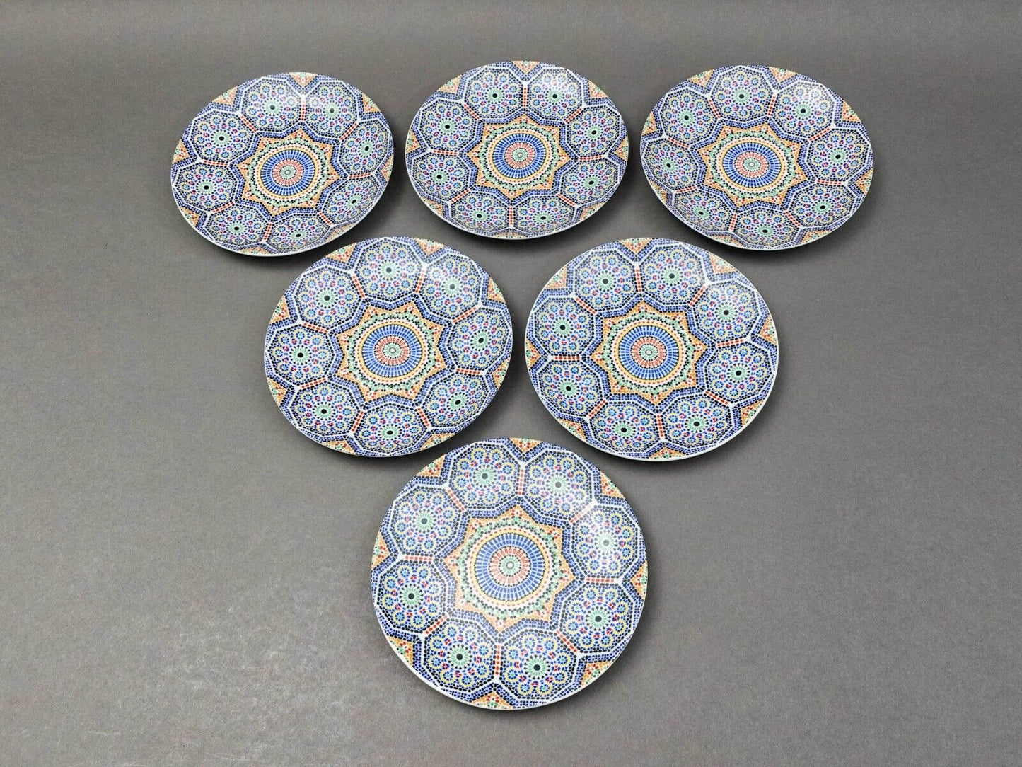 Cocema Fes Maroc Morocco Tile Mosaic Porcelain Bread & Butter Plate Set Of 6