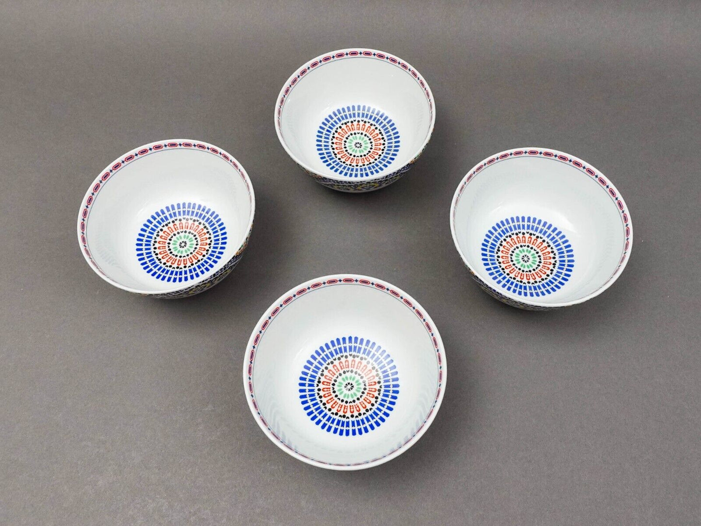 Cocema Fes Maroc Morocco Tile Mosaic Porcelain Fruit Cereal Bowl Set Of 4