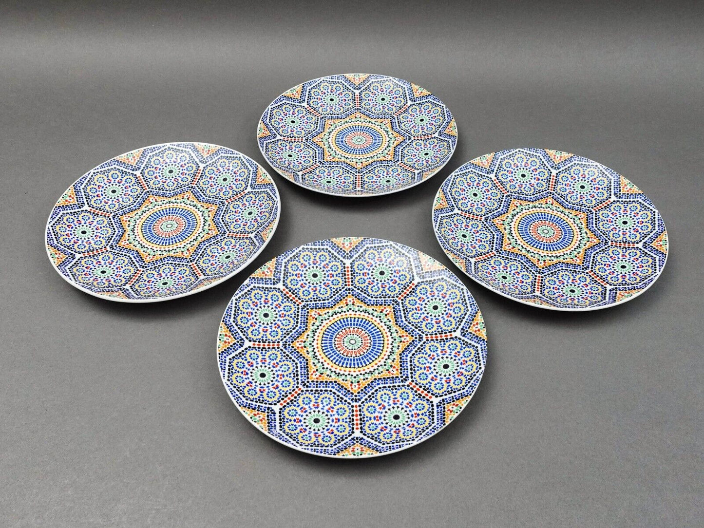 Cocema Fes Maroc Morocco Tile Mosaic Porcelain Salad Plate Set Of 4