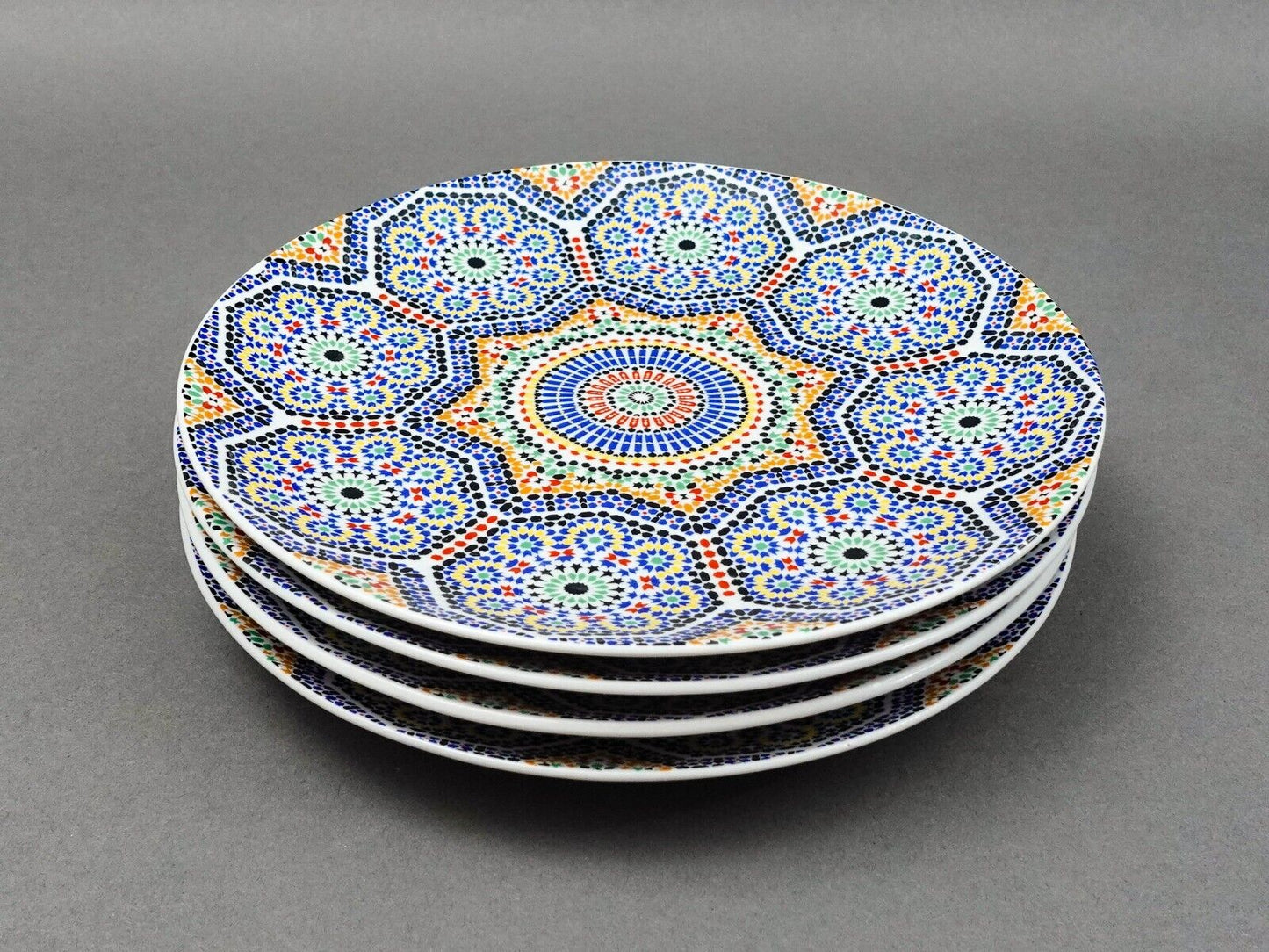 Cocema Fes Maroc Morocco Tile Mosaic Porcelain Salad Plate Set Of 4