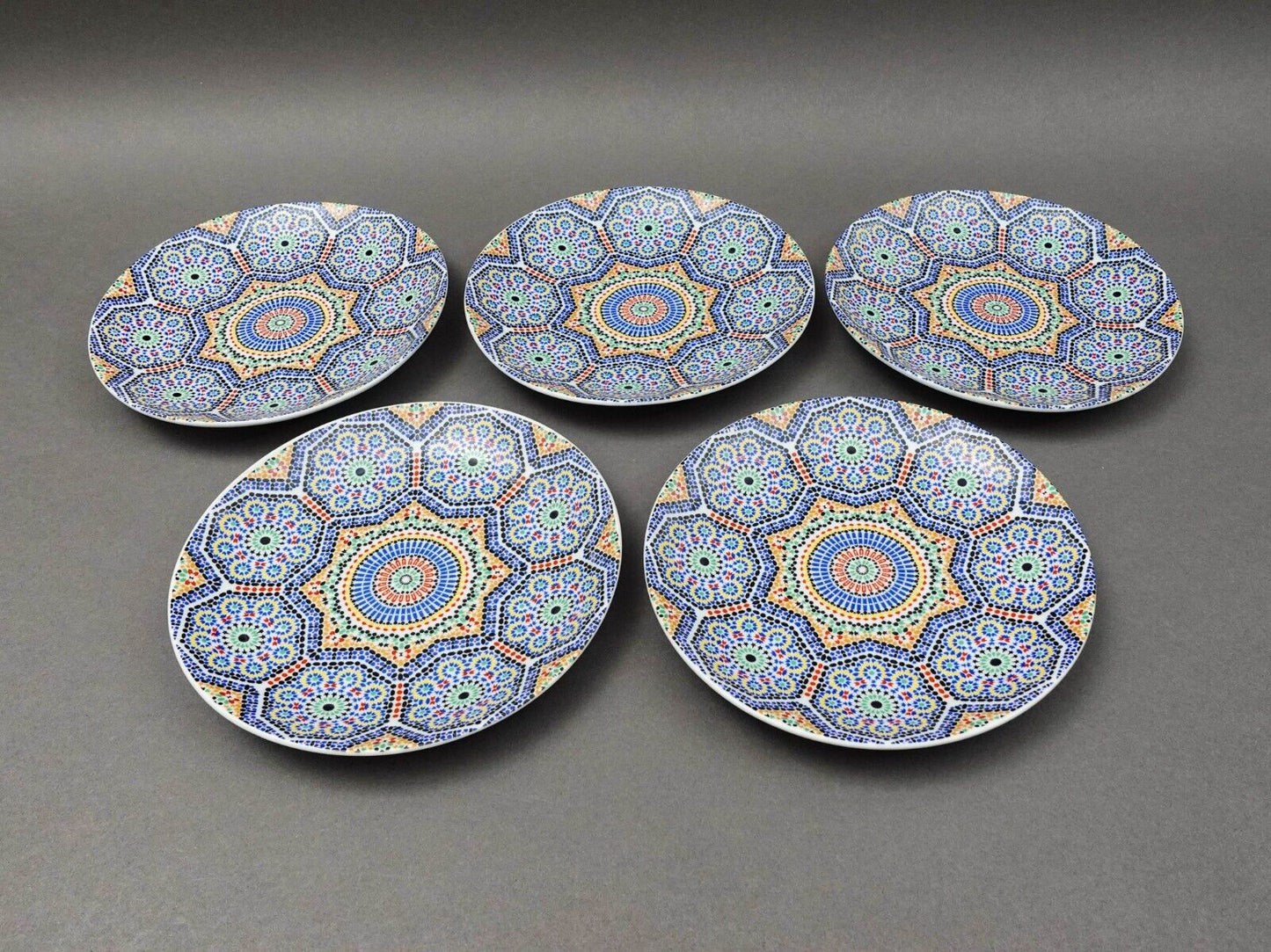 Cocema Fes Maroc Morocco Tile Mosaic Porcelain Bread & Butter Plate Set Of 5