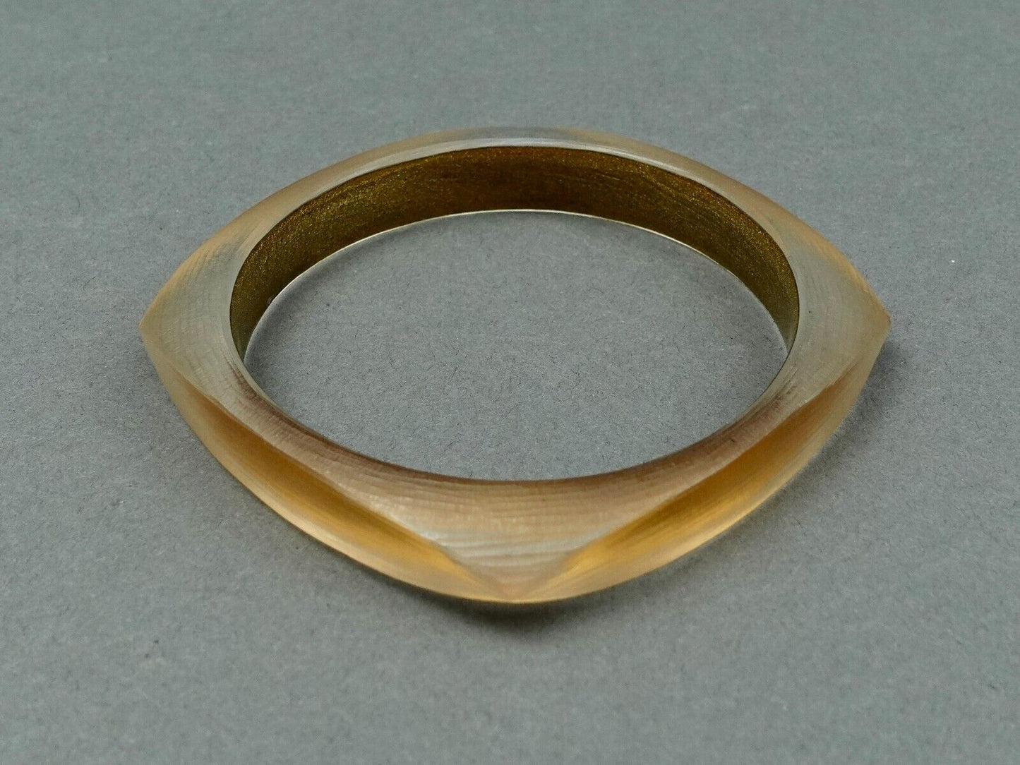 Alexis Bittar Luminous Gold Lucite Hand Carved Bangle Bracelet