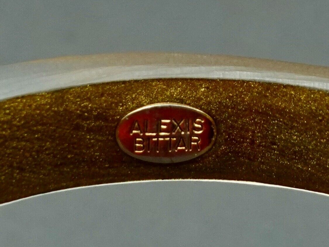 Alexis Bittar Luminous Gold Lucite Hand Carved Bangle Bracelet