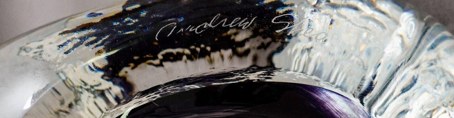 Andrew Shea 1993 Signed Amethyst Large Art Glass Pyramid Sculpture 7"