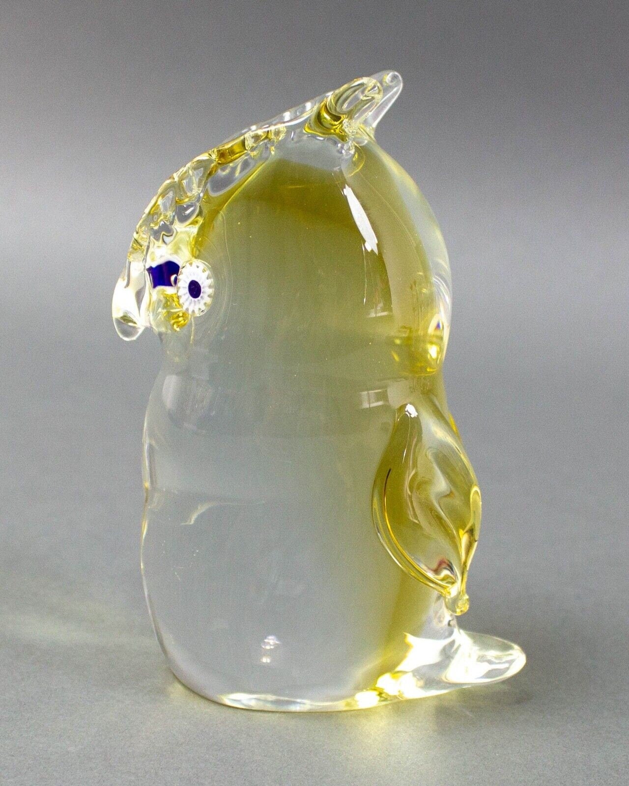 Luigi Onesto For Oggetti Italian Murano Sommerso Owl Art Glass Rare