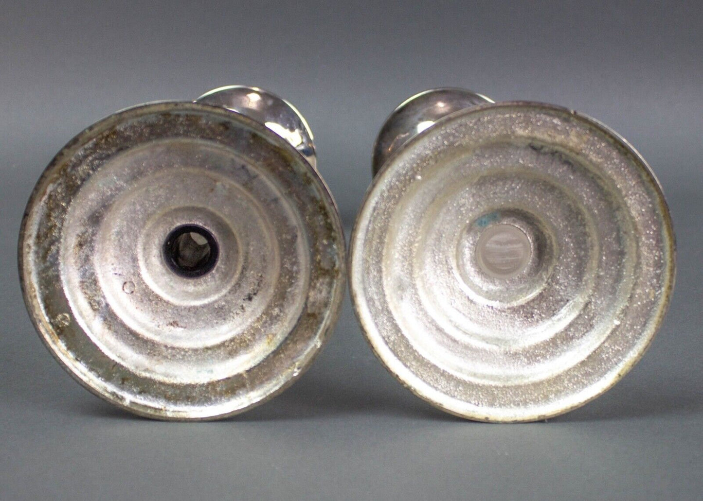 Pair Lucite Silver & Gold Plated Candlesticks Springer Machine Age 11" Tall