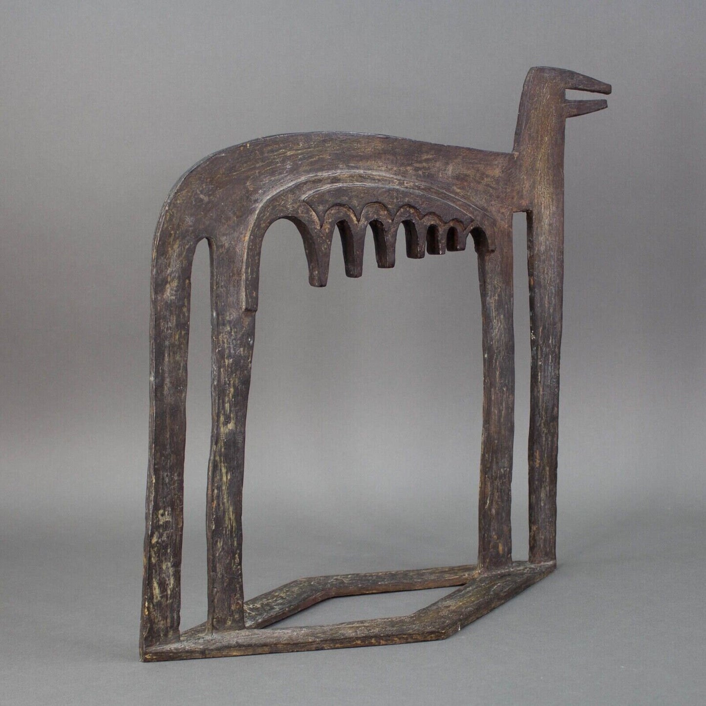 Rare Large Signed 1990 Modernist Abstract Bronze She Wolf Art Sculpture