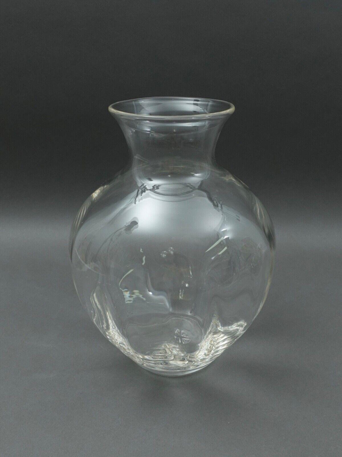 Simon Pearce Shelburne Large Hand Blown Optic Art Glass Vase 11 1/4"