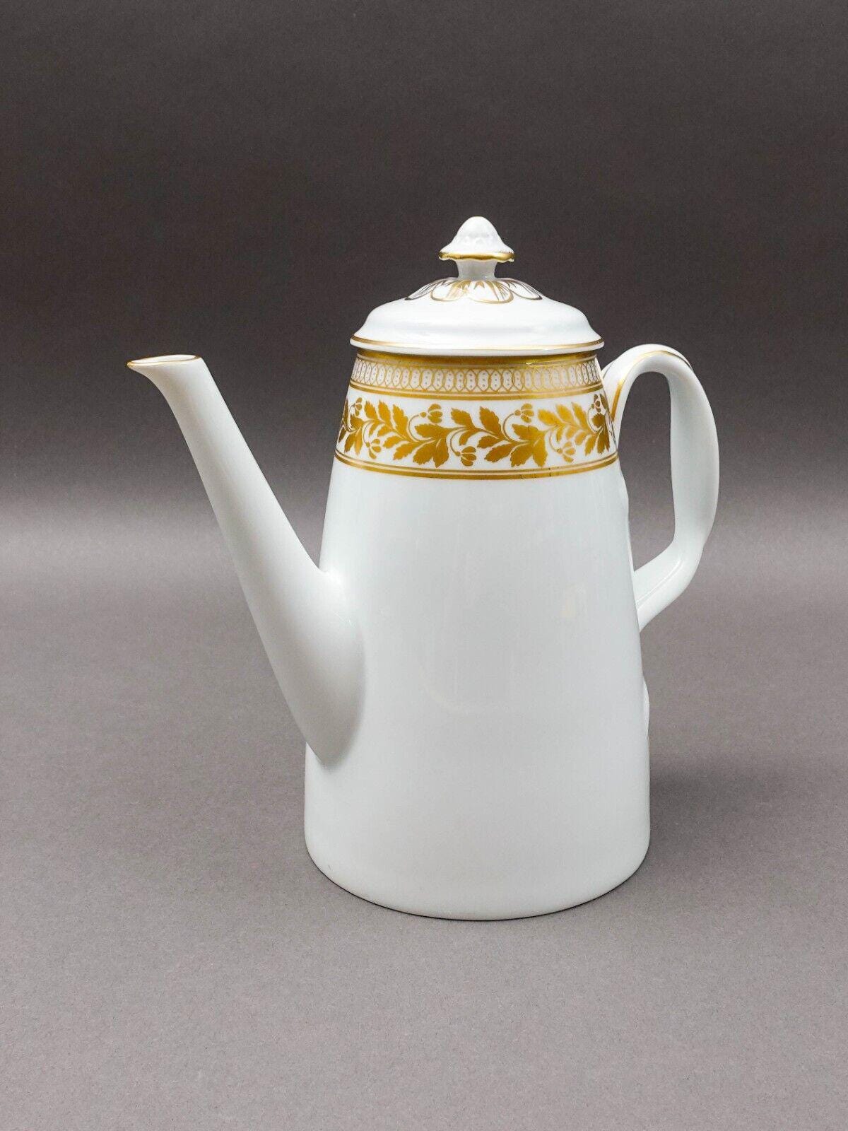 Vista Alegre Portugal Anne White & Gold Porcelain Lidded Coffee Tea Pot