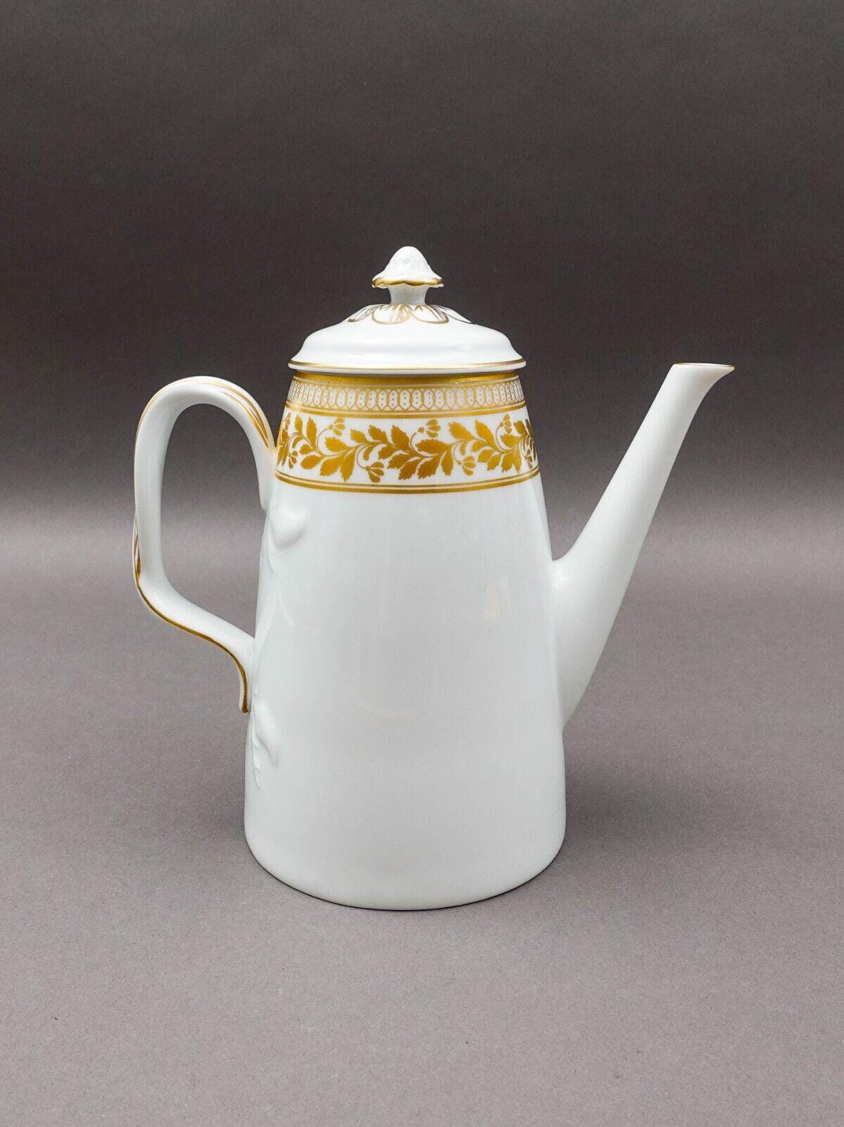 Vista Alegre Portugal Anne White & Gold Porcelain Lidded Coffee Tea Pot