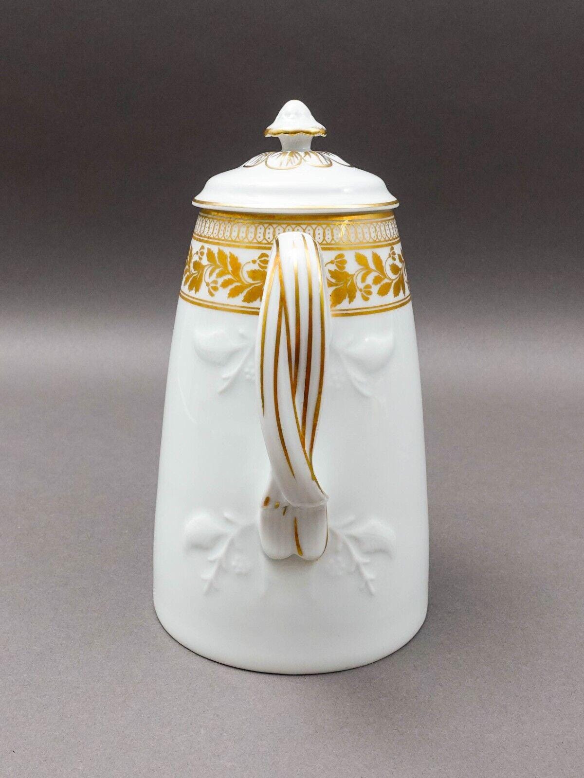 Vista Alegre Portugal Anne White & Gold Porcelain Lidded Coffee Tea Pot