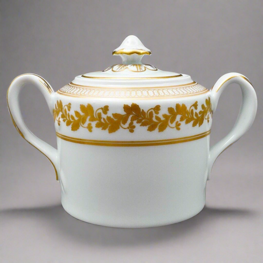 Vista Alegre Portugal Anna White & Gold Porcelain Lidded Sugar Bowl