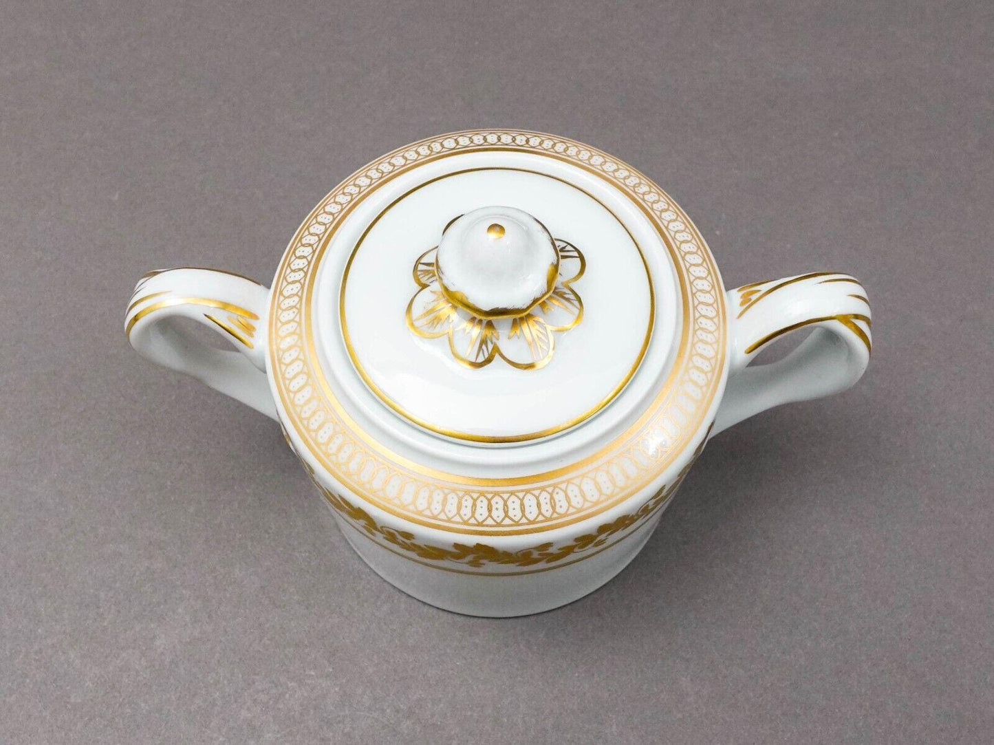 Vista Alegre Portugal Anna White & Gold Porcelain Lidded Sugar Bowl