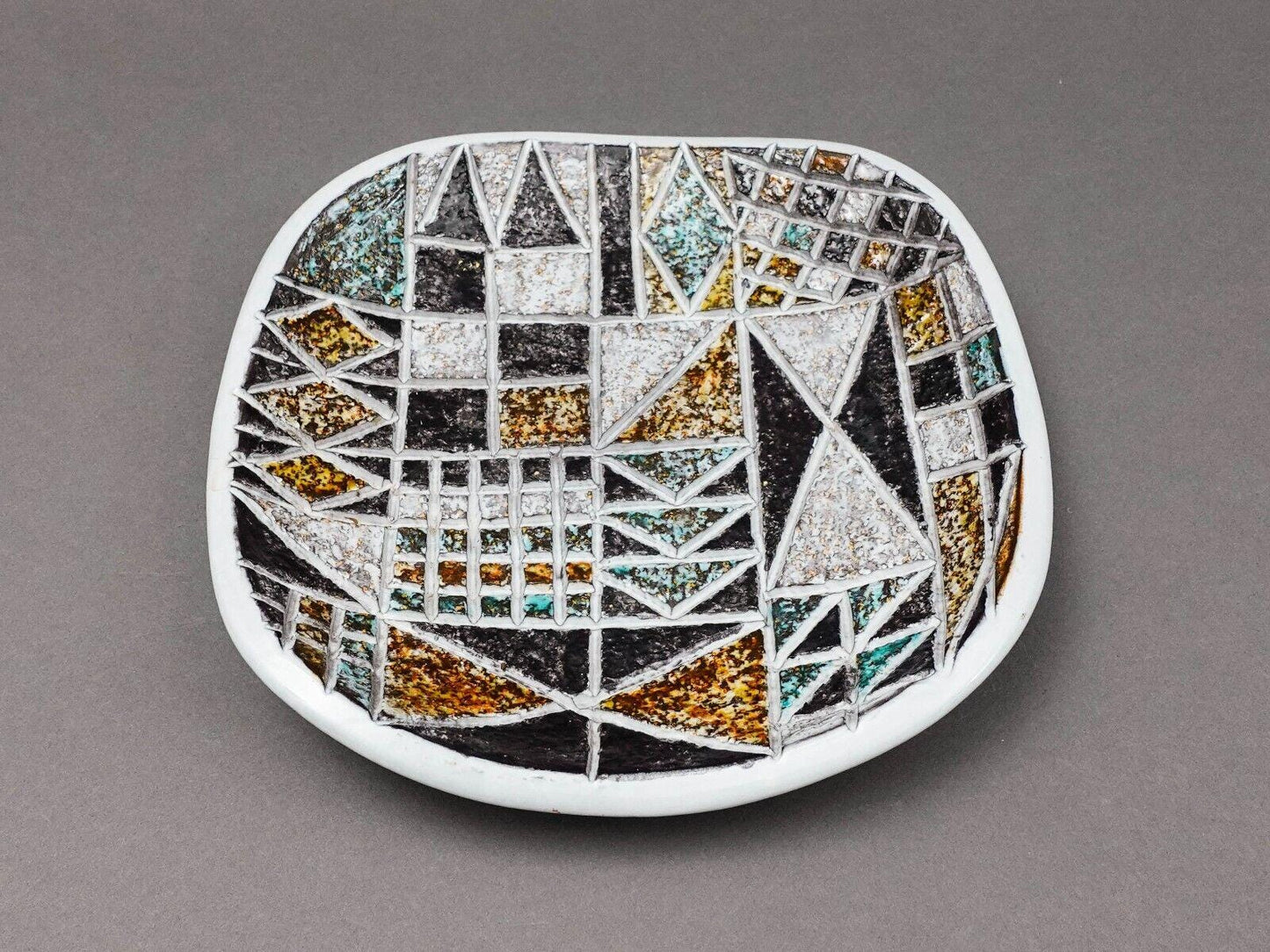 Ingrid Atterberg Upsala Ekeby Sweden MCM Studio Pottery Geometric Plate Tray