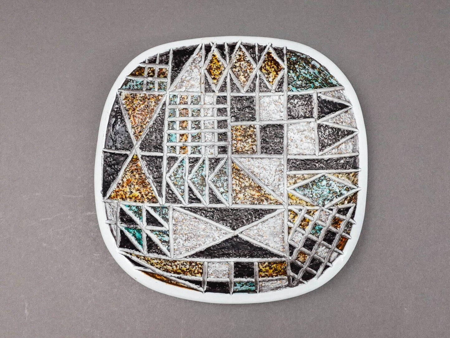 Ingrid Atterberg Upsala Ekeby Sweden MCM Studio Pottery Geometric Plate Tray