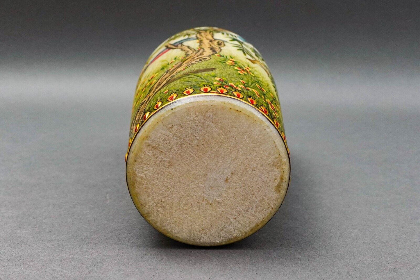 Amazing Beautiful Hand Painted Sparrow Birds Tropical Floral Ceramic Vase 8"