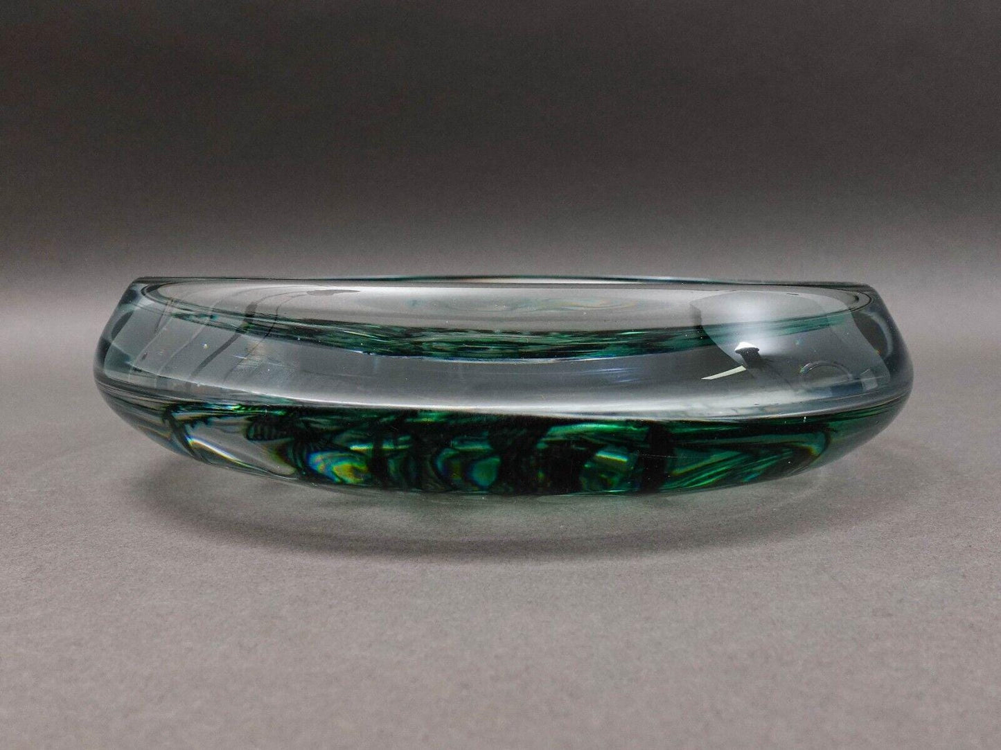 Edward Hald (Sweden, 1883 -1980) Orrefors 1954 "Graal" Fish Art Glass Bowl 9.25"