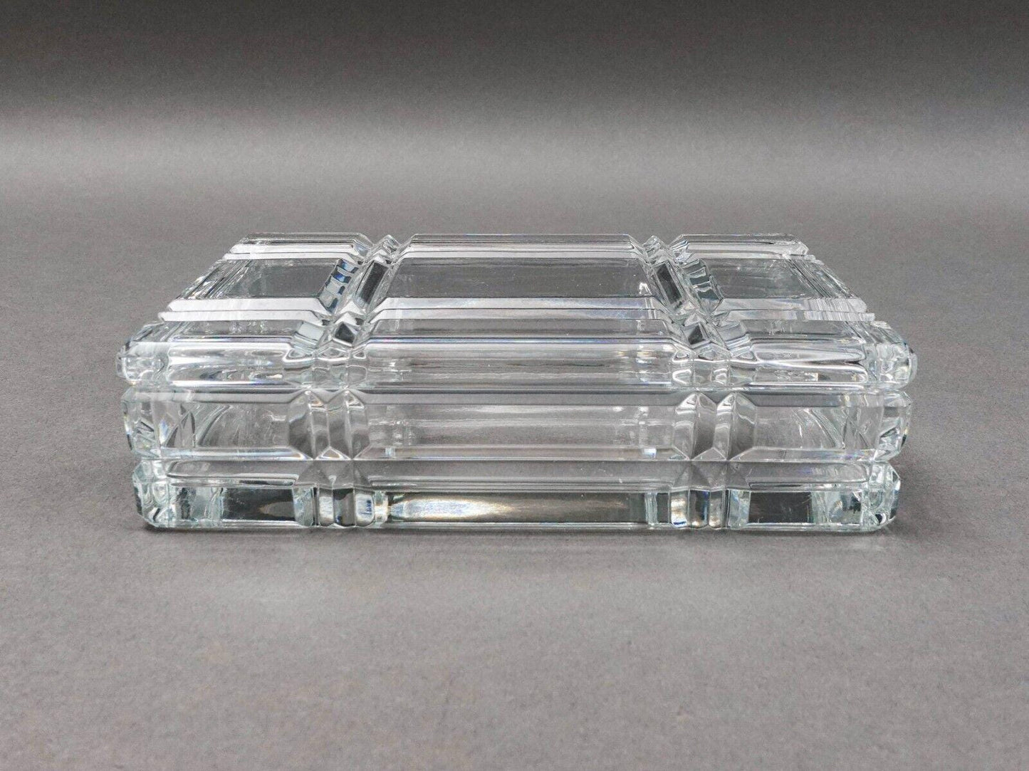 Ralph Lauren Vintage Glen Plaid Crystal Cut Glass Trinket Dresser Box (Read)