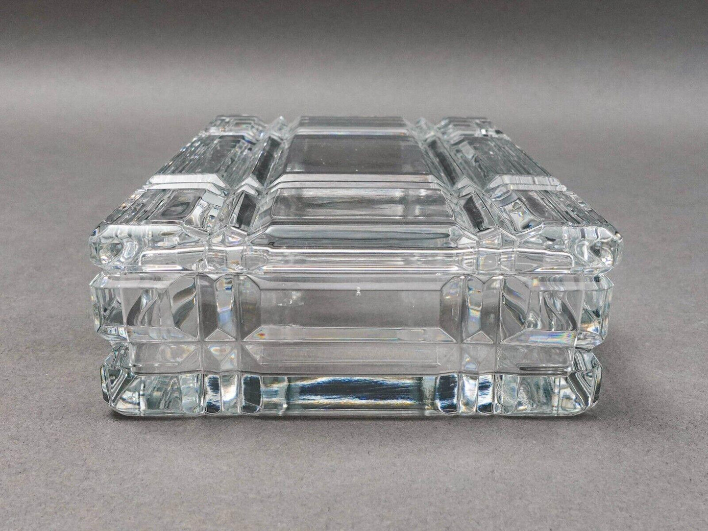 Ralph Lauren Vintage Glen Plaid Crystal Cut Glass Trinket Dresser Box (Read)