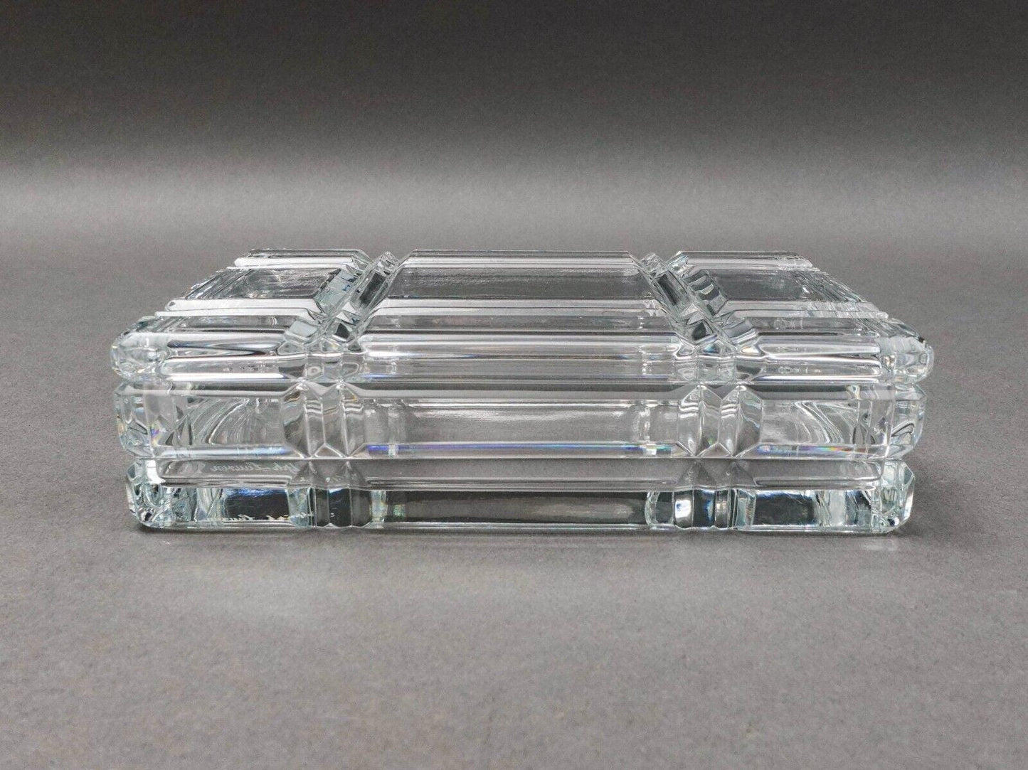 Ralph Lauren Vintage Glen Plaid Crystal Cut Glass Trinket Dresser Box (Read)