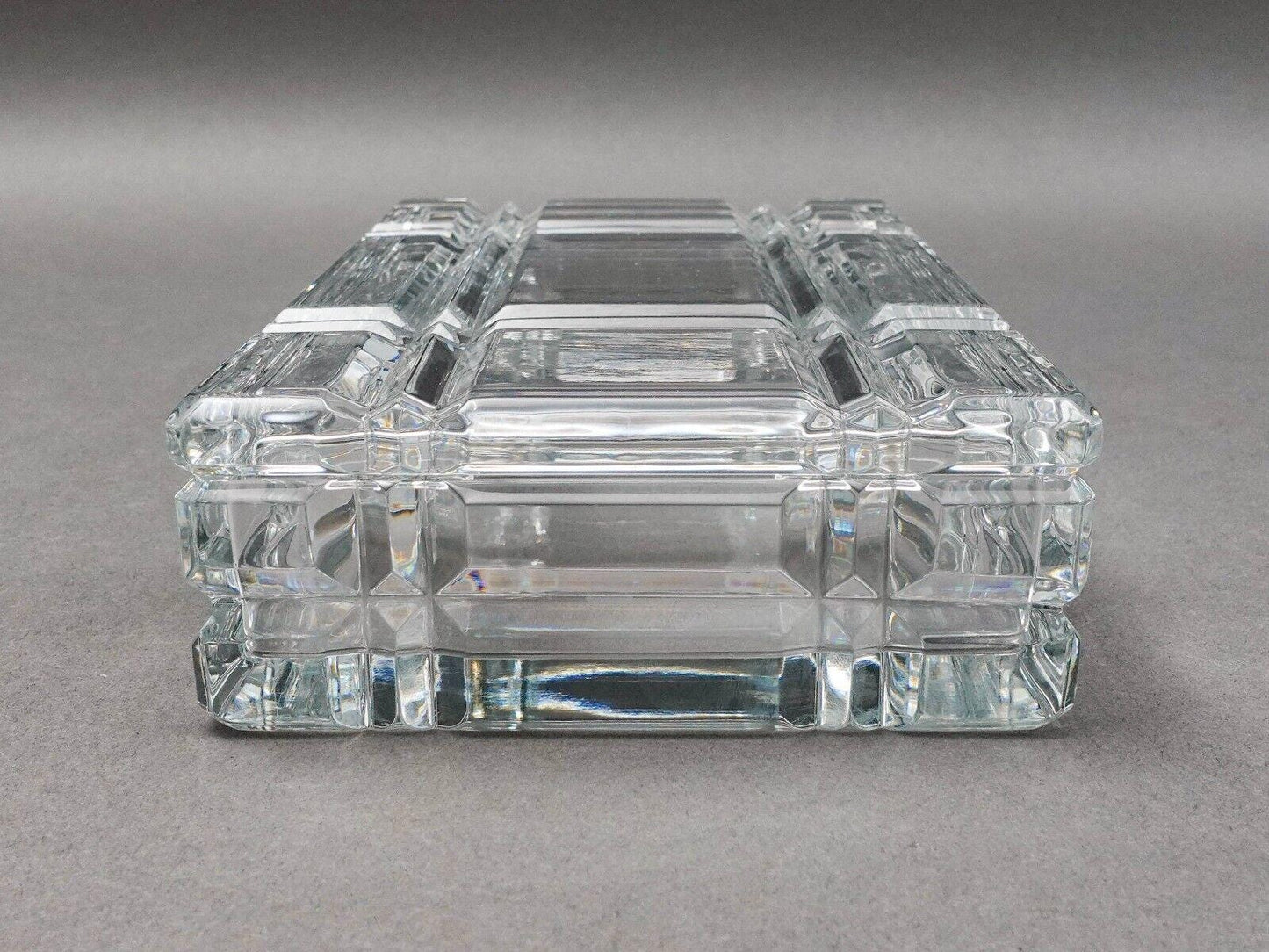 Ralph Lauren Vintage Glen Plaid Crystal Cut Glass Trinket Dresser Box (Read)