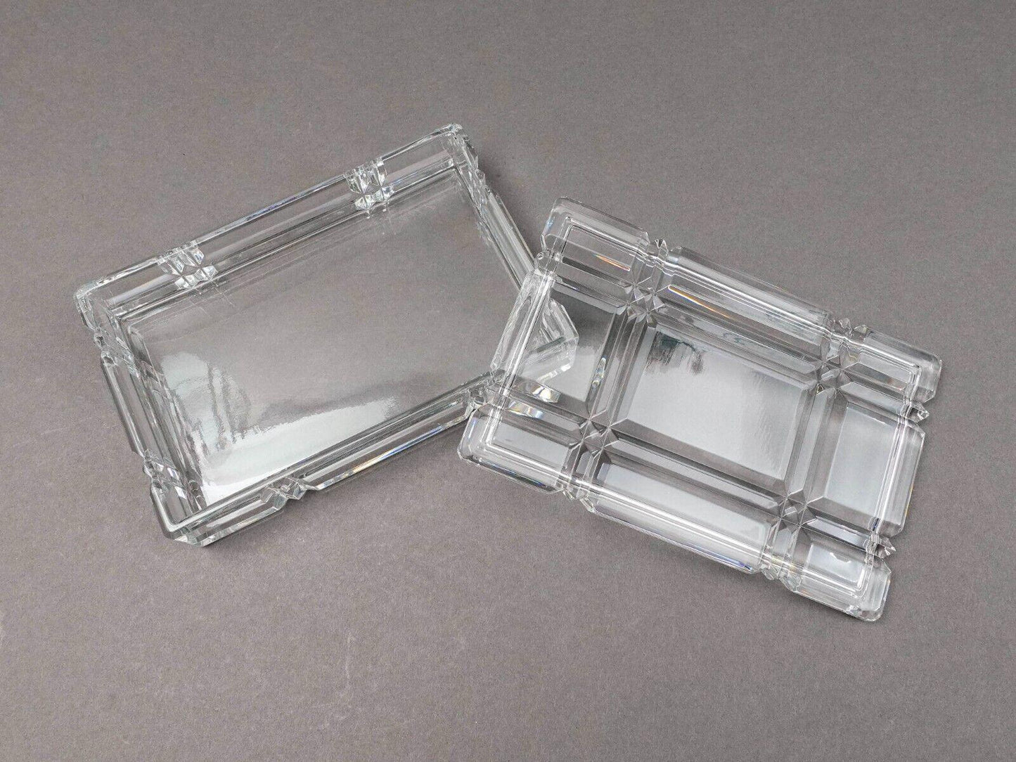 Ralph Lauren Vintage Glen Plaid Crystal Cut Glass Trinket Dresser Box (Read)