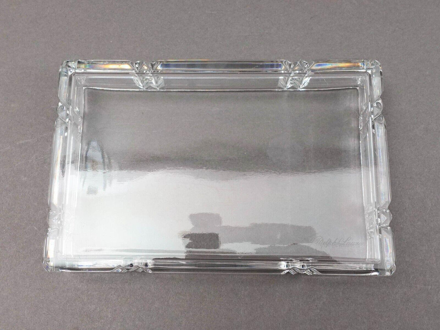 Ralph Lauren Vintage Glen Plaid Crystal Cut Glass Trinket Dresser Box (Read)