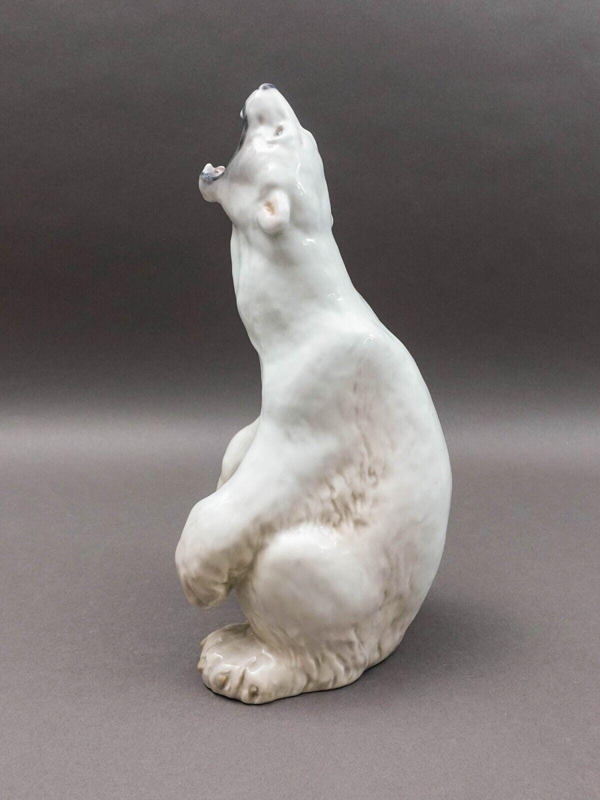 Royal Copenhagen Denmark #502 Porcelain Roaring Polar Bear Figure Sculpture 13"