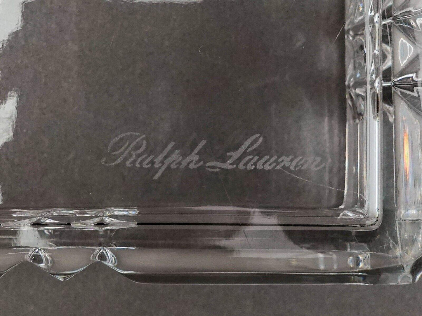 Ralph Lauren Vintage Glen Plaid Crystal Cut Glass Trinket Dresser Box (Read)