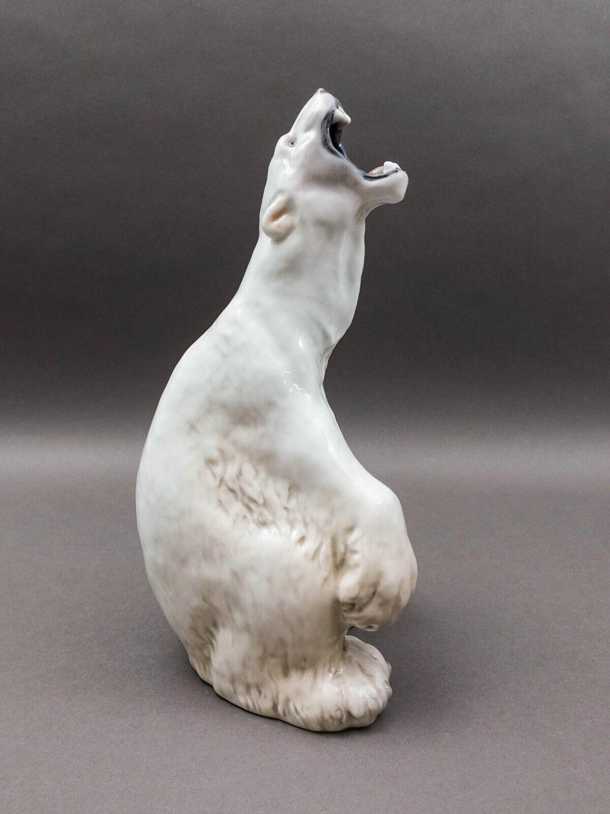 Royal Copenhagen Denmark #502 Porcelain Roaring Polar Bear Figure Sculpture 13"