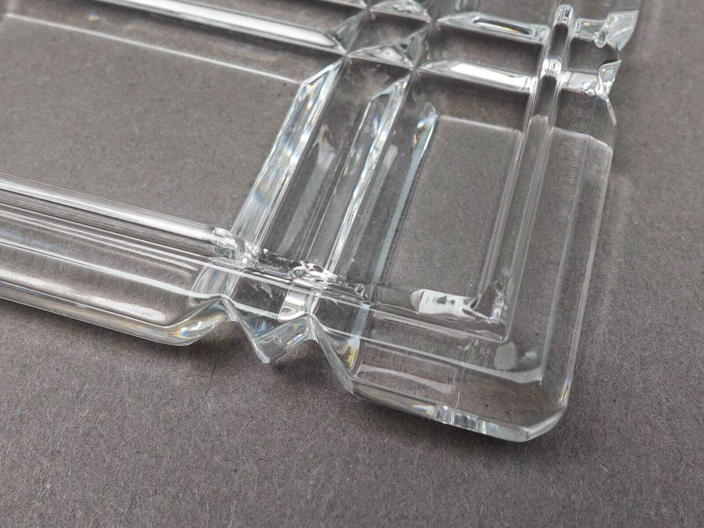 Ralph Lauren Vintage Glen Plaid Crystal Cut Glass Trinket Dresser Box (Read)
