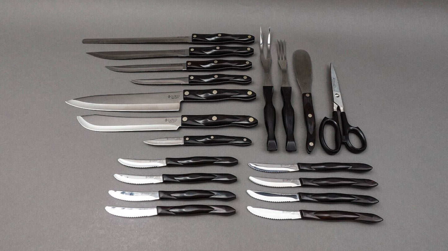 Cutco USA Kitchen Cutlery Knife Set 19 Piece Plus Oak Wood Block Stand