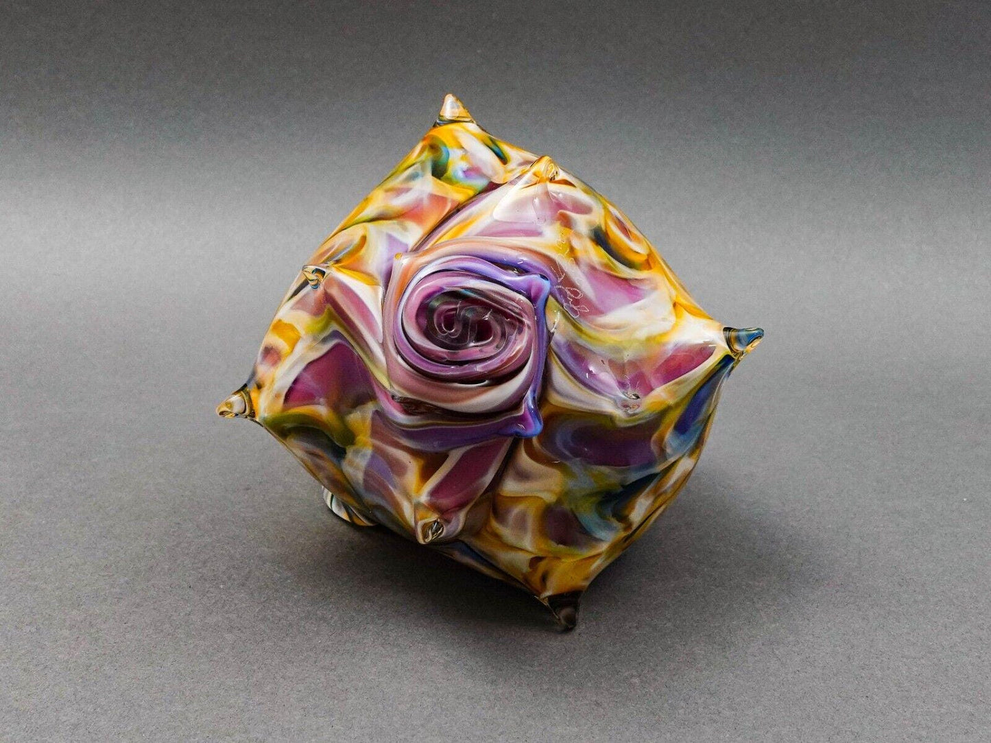 Artist Signed & Dated 2018 Conch Sea Shell Hand Blown Art Glass Sculpture 7"
