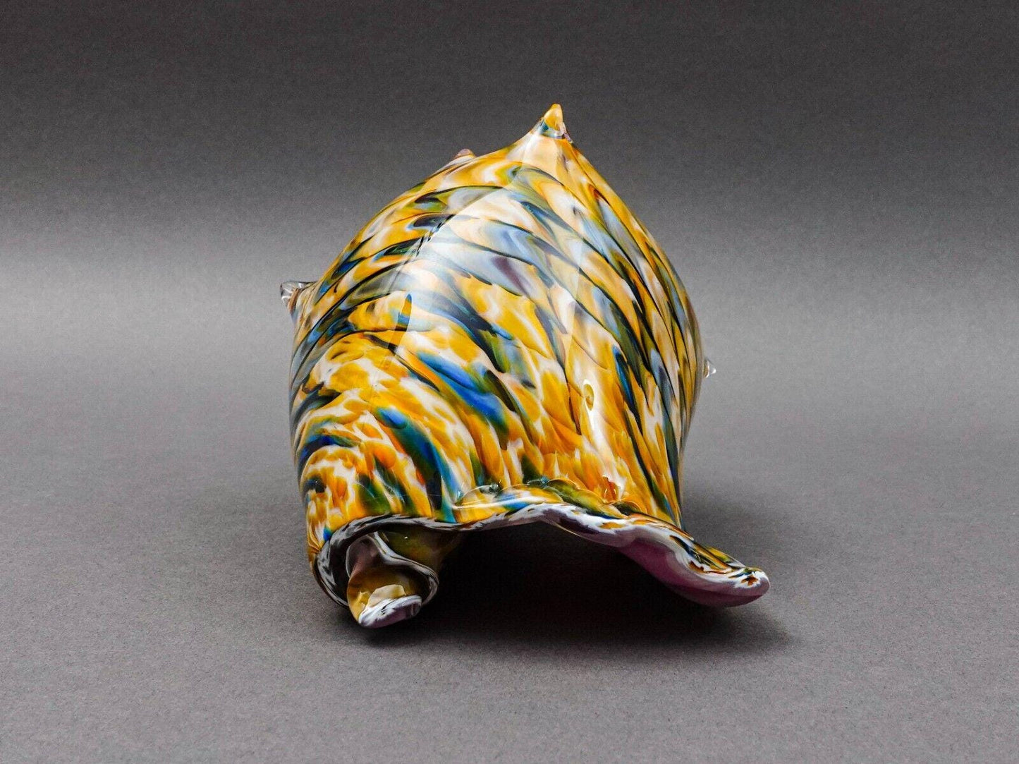 Artist Signed & Dated 2018 Conch Sea Shell Hand Blown Art Glass Sculpture 7"