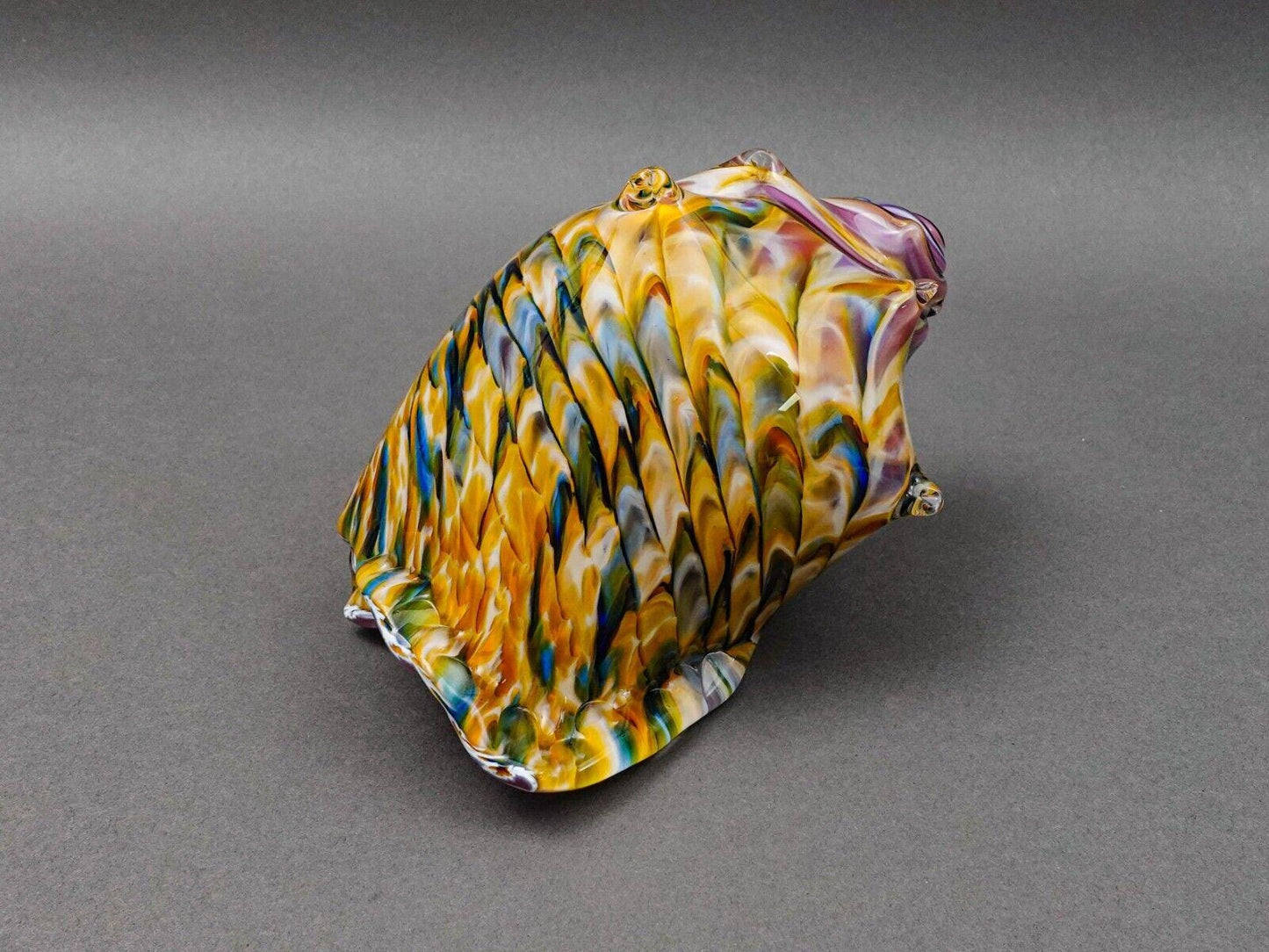 Artist Signed & Dated 2018 Conch Sea Shell Hand Blown Art Glass Sculpture 7"