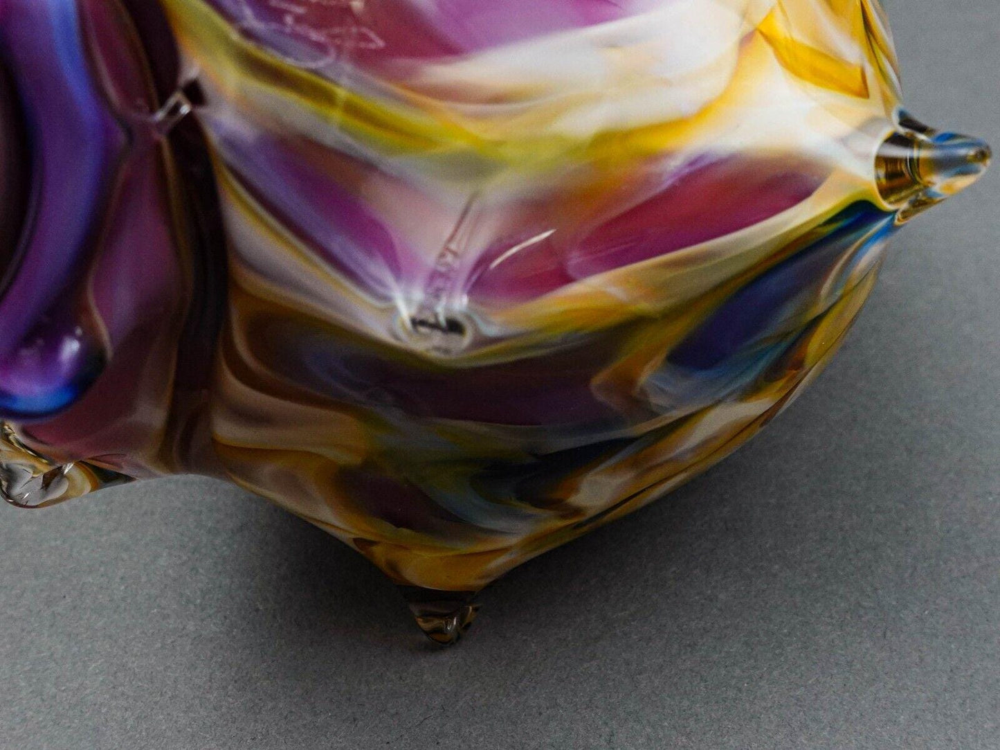 Artist Signed & Dated 2018 Conch Sea Shell Hand Blown Art Glass Sculpture 7"