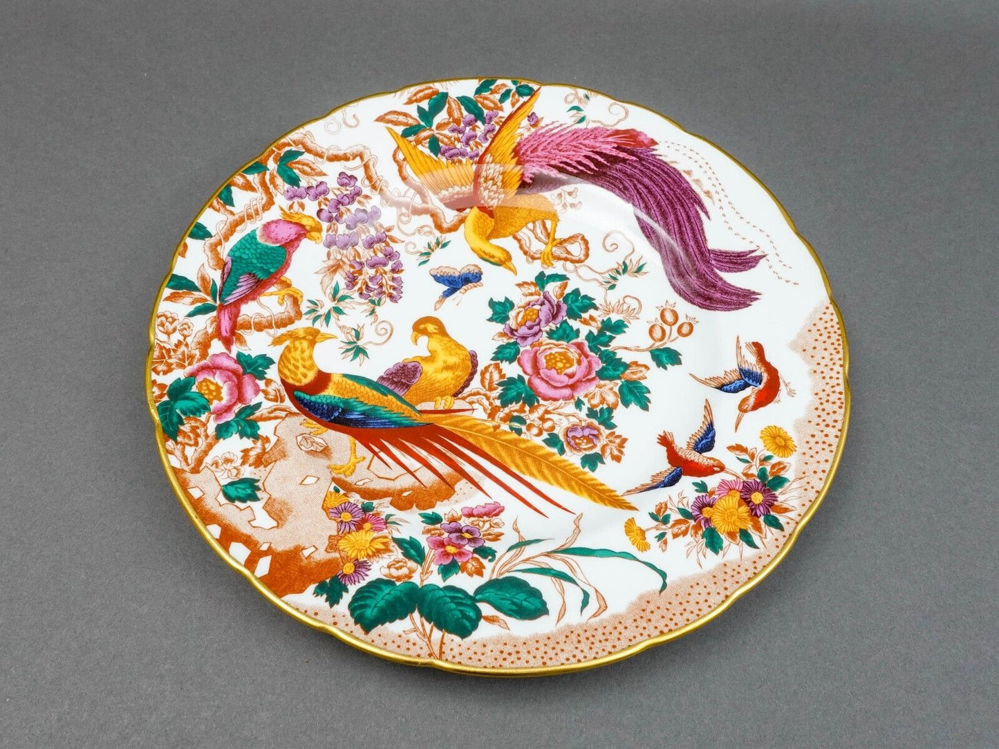 Royal Crown Derby Avesbury Birds Bone China 10 1/2" Dinner Plates Set Of 6