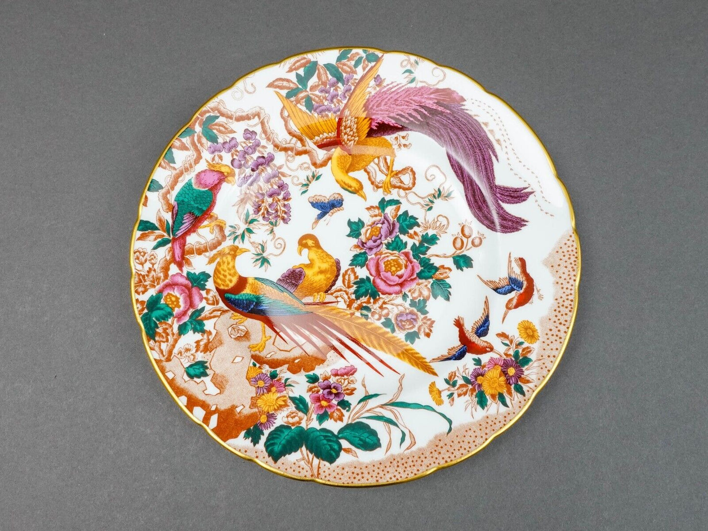 Royal Crown Derby Avesbury Birds Bone China 10 1/2" Dinner Plates Set Of 6
