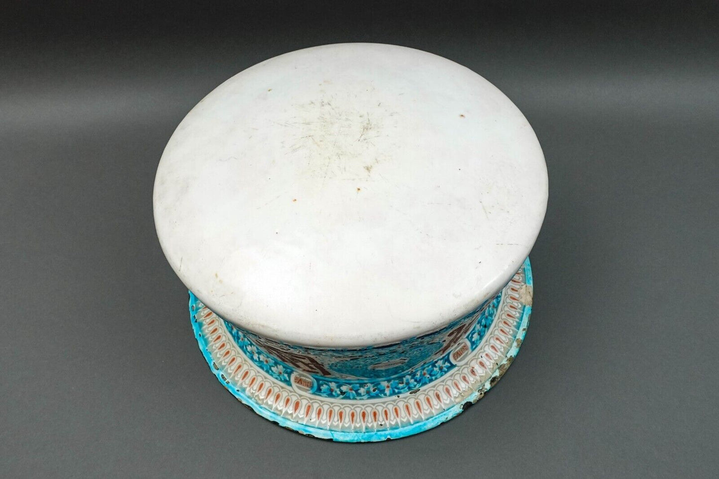 Theodore Deck (1823-1891) Mamluk Style Inscribed Large Ceramic Pottery Basin