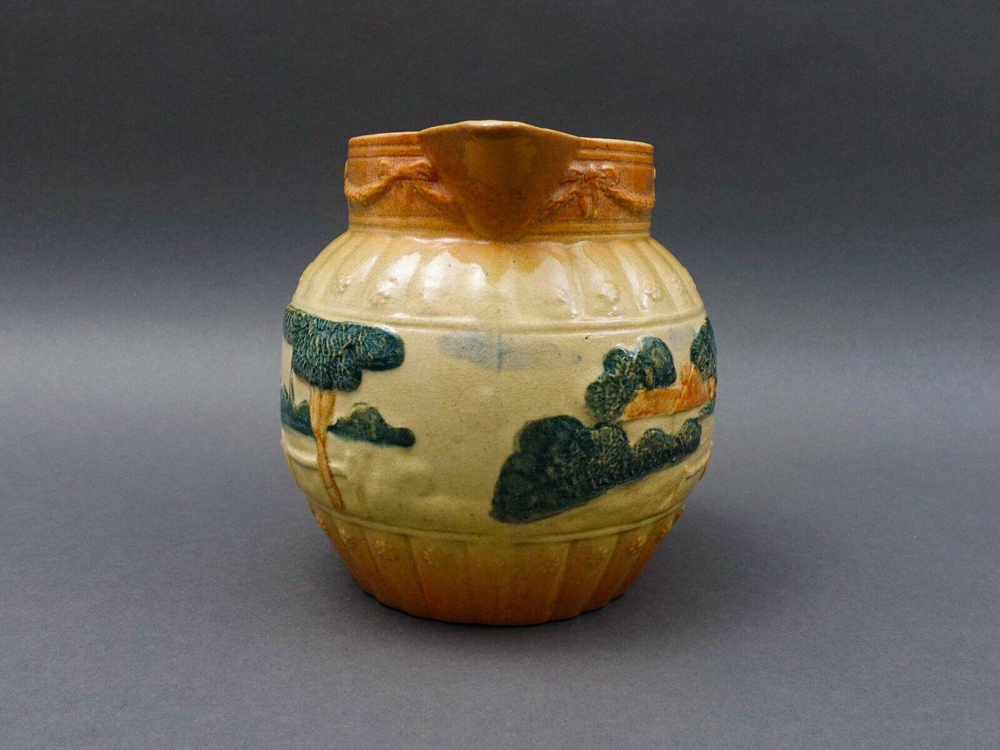 Roseville Antique Early Landscape Trees Stoneware Pottery Utility Jug Pitcher