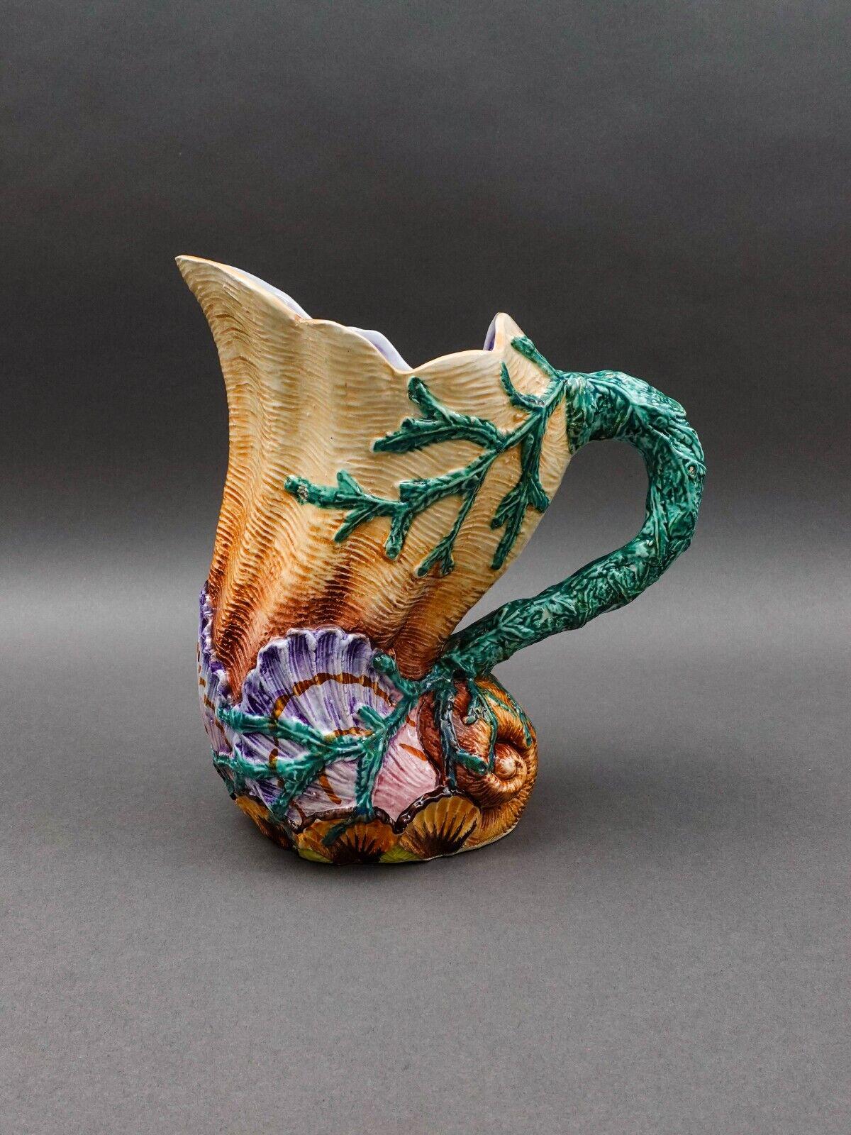 Vietri Italy Acquarello Majolica Sea Shells Seaweed Beverage Jug Pitcher 9 3/4"