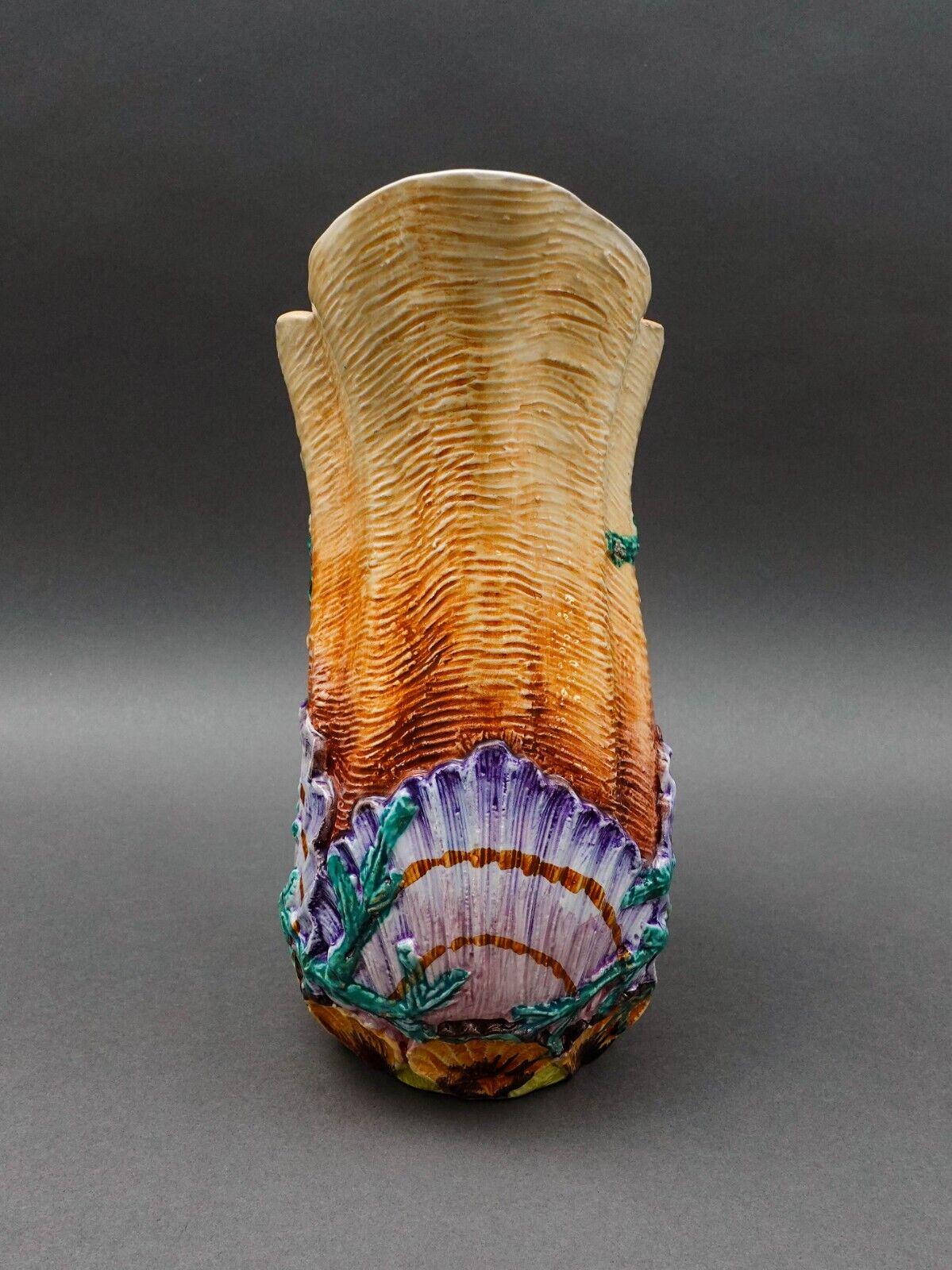 Vietri Italy Acquarello Majolica Sea Shells Seaweed Beverage Jug Pitcher 9 3/4"
