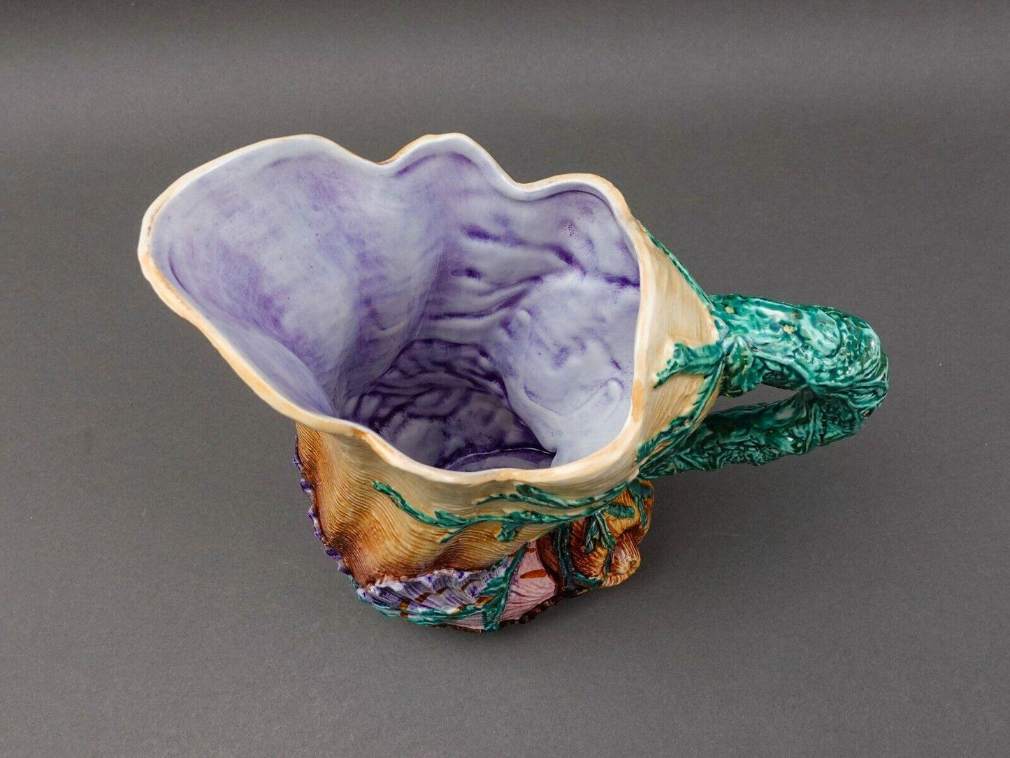 Vietri Italy Acquarello Majolica Sea Shells Seaweed Beverage Jug Pitcher 9 3/4"