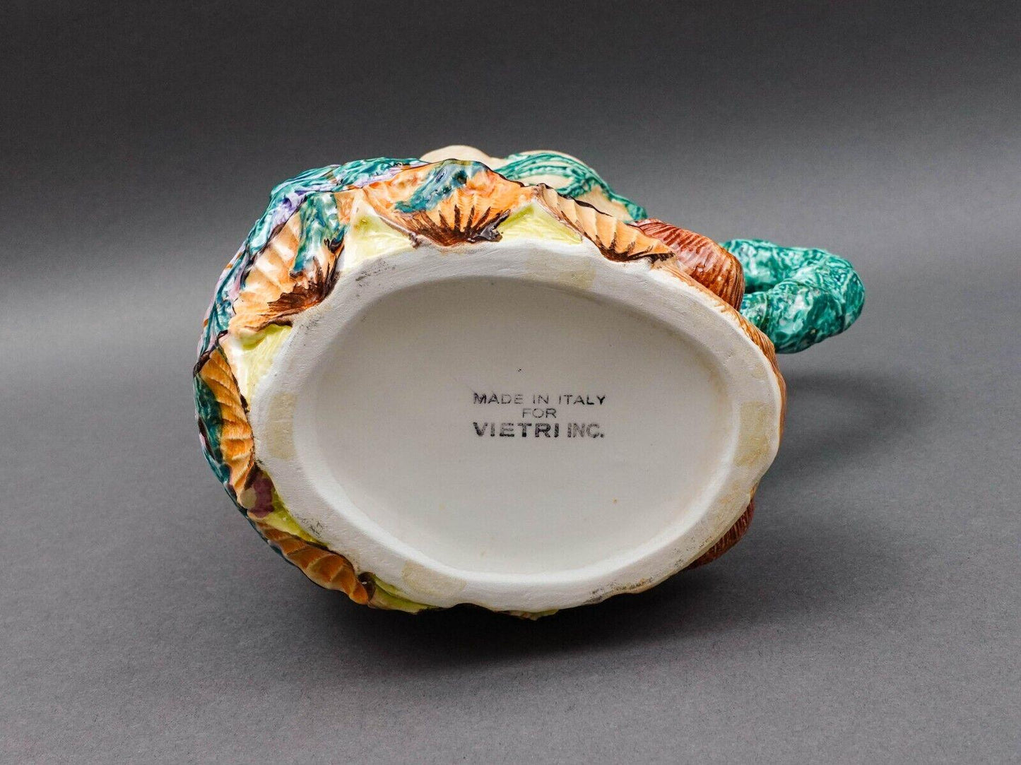 Vietri Italy Acquarello Majolica Sea Shells Seaweed Beverage Jug Pitcher 9 3/4"