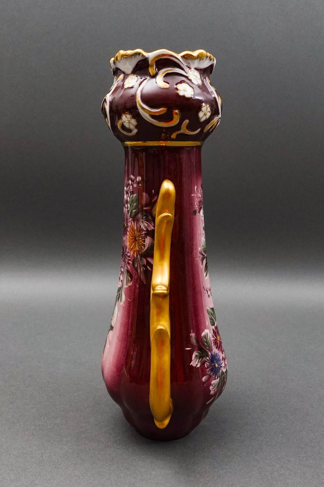 Richard Klemm Dresden Germany Antique Gold Gilt Floral Porcelain Mantle Vase
