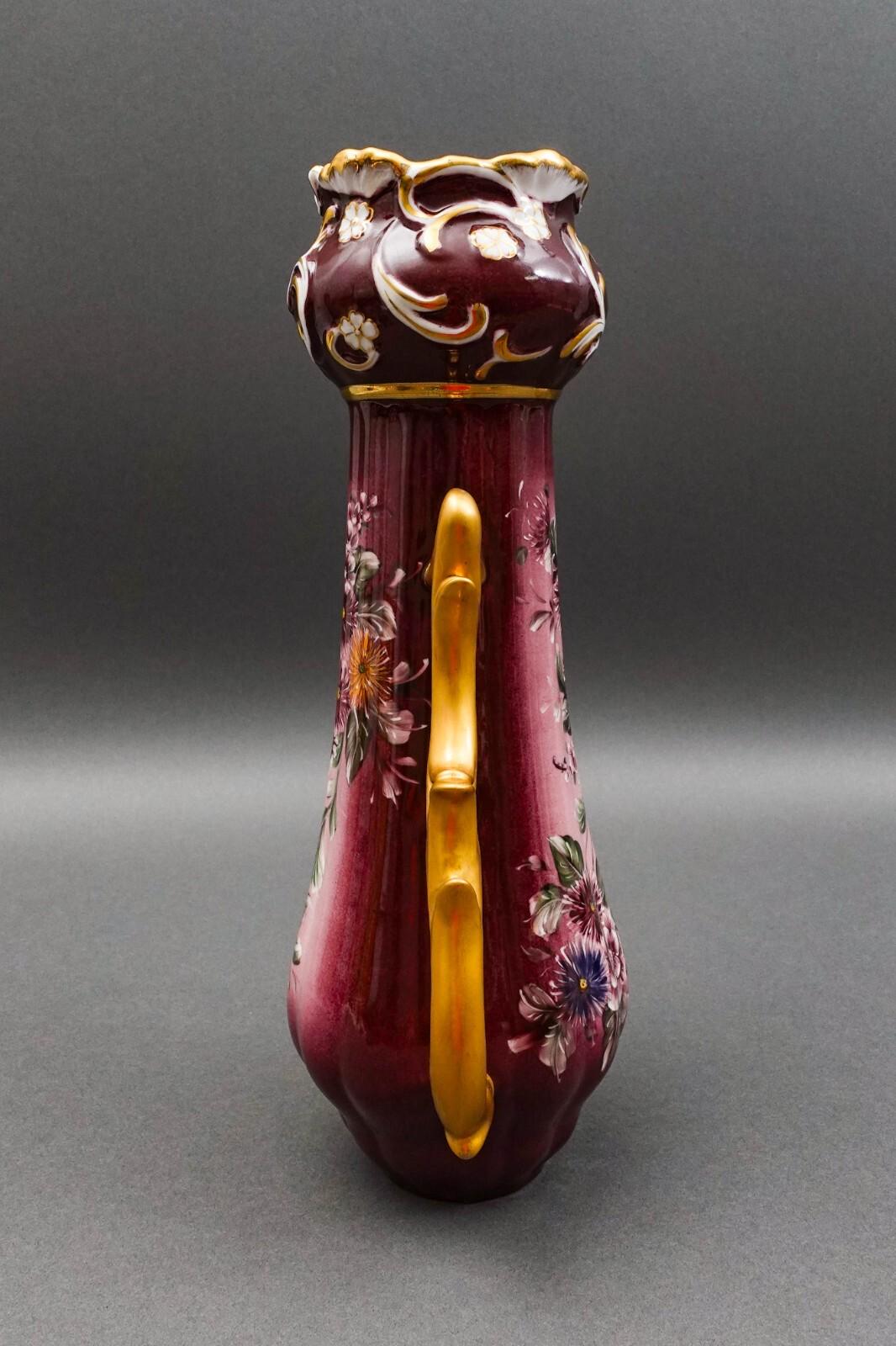 Richard Klemm Dresden Germany Antique Gold Gilt Floral Porcelain Mantle Vase