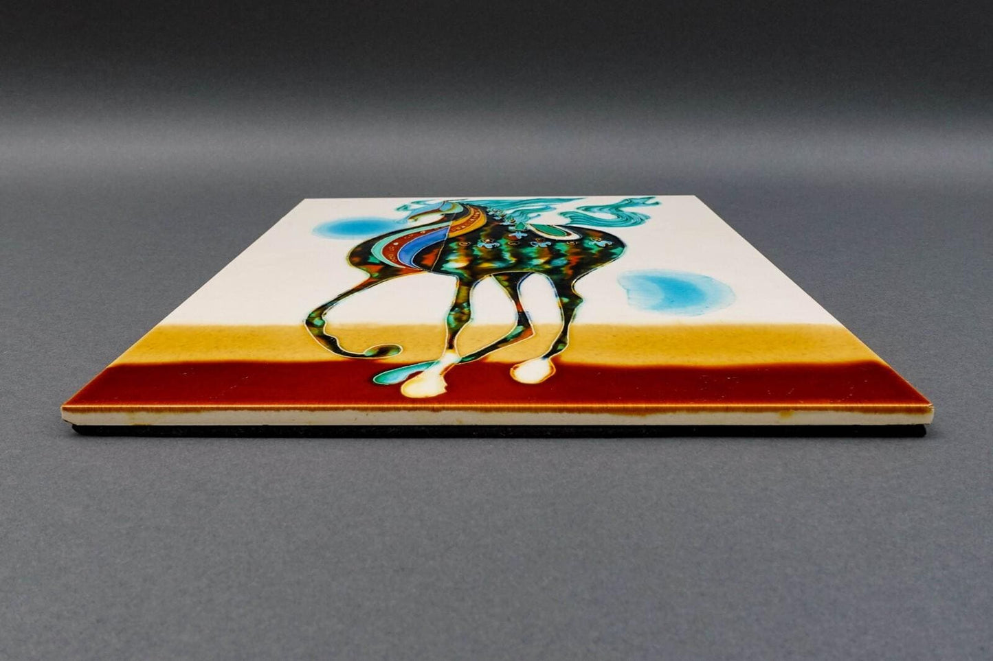Wayne Gao Large Horse Glazed Enameled Ceramic Raised Wall Art Tile Plaque