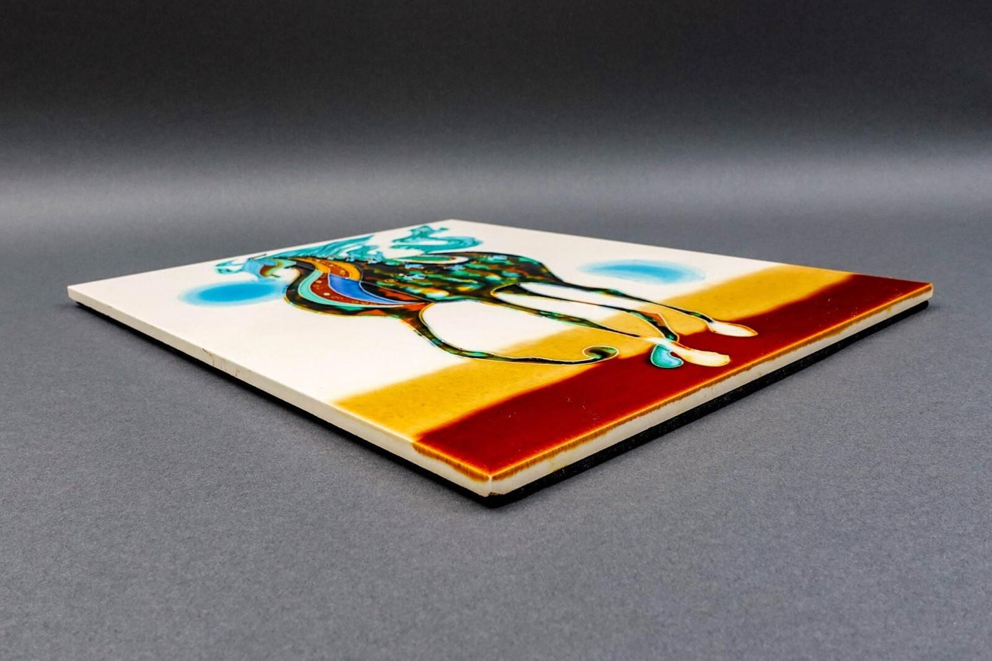 Wayne Gao Large Horse Glazed Enameled Ceramic Raised Wall Art Tile Plaque
