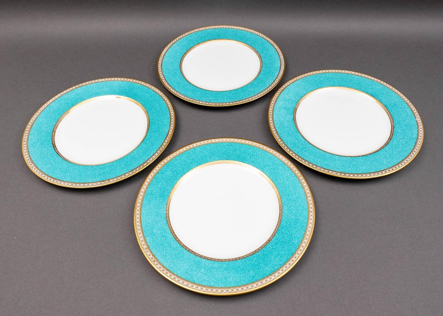 Wedgwood England Ulander Powder Turquoise 10 1/2" Dinner Plate Set Of 4